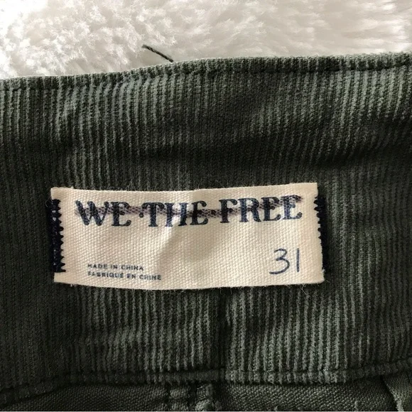 We The Free Green Jayde Corduroy High Rise Flare Pants Size 31 NEW Retro